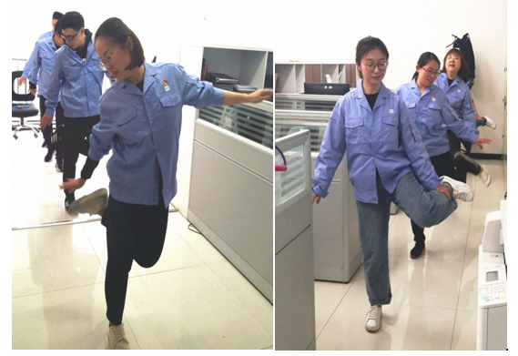 细密部件事业部一支部开展“快乐事情，，，，康健生涯”工间操运动-洛阳轴承